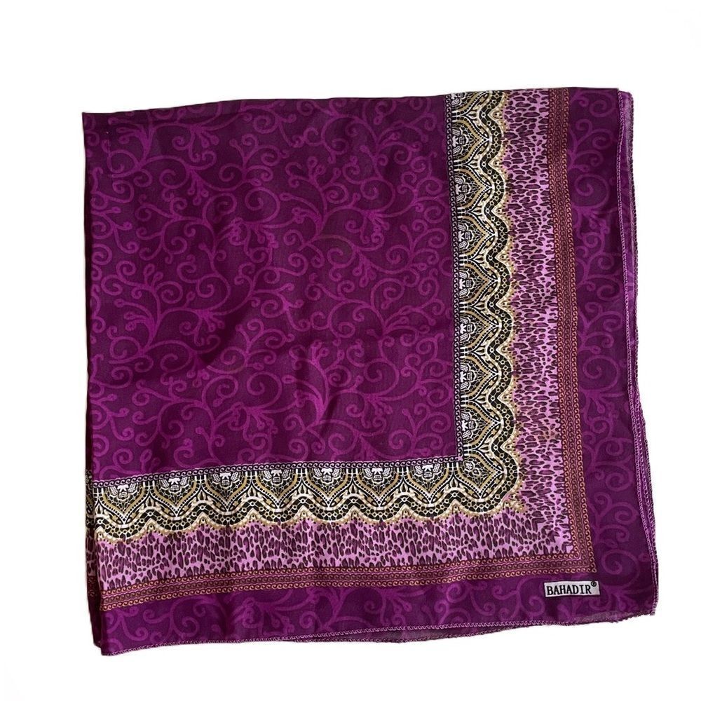 Bahadir Purple Leopard Border Scarf - Picture 3 of 7